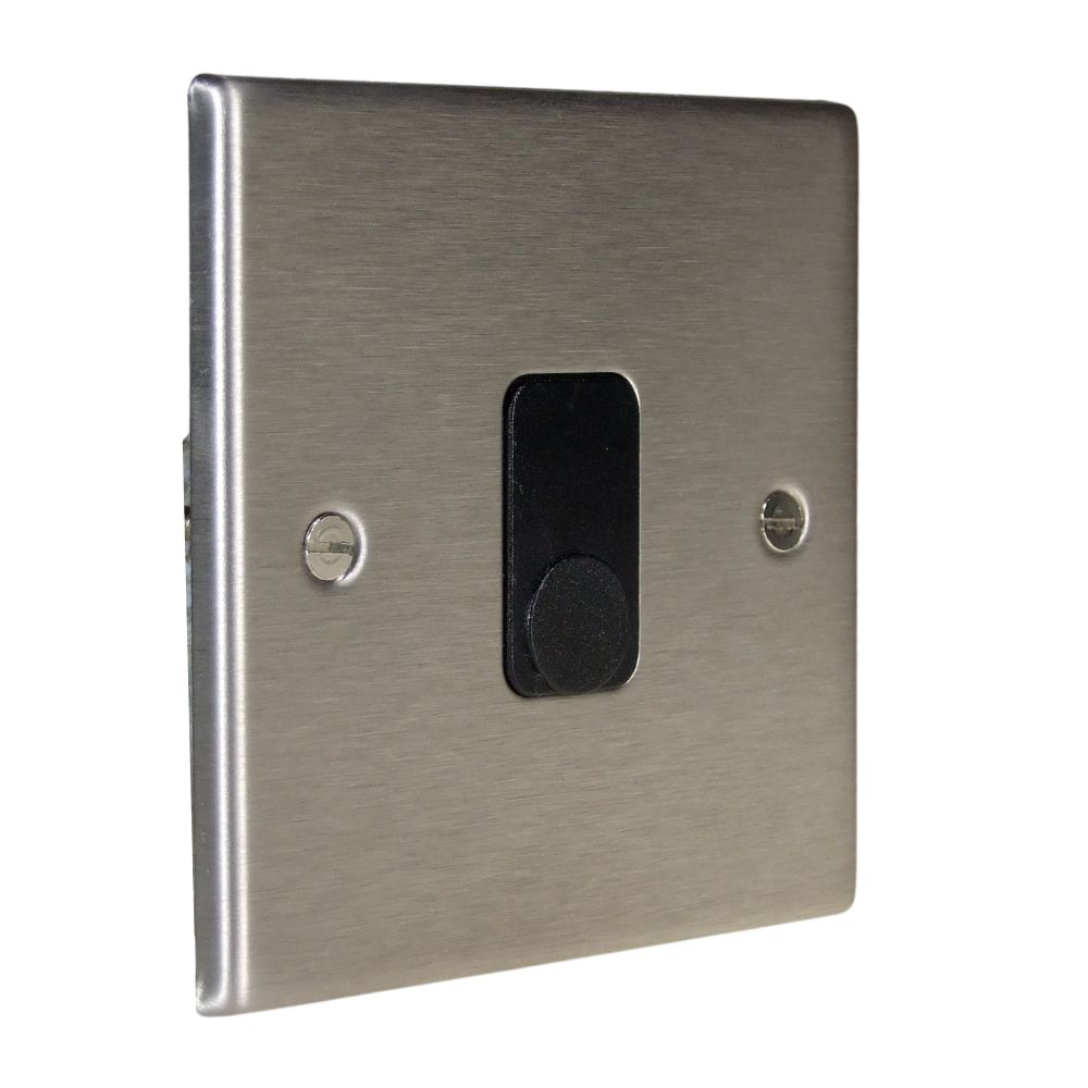 Satin Stainless Raised Metal Plate Single Cord Outlet Black
