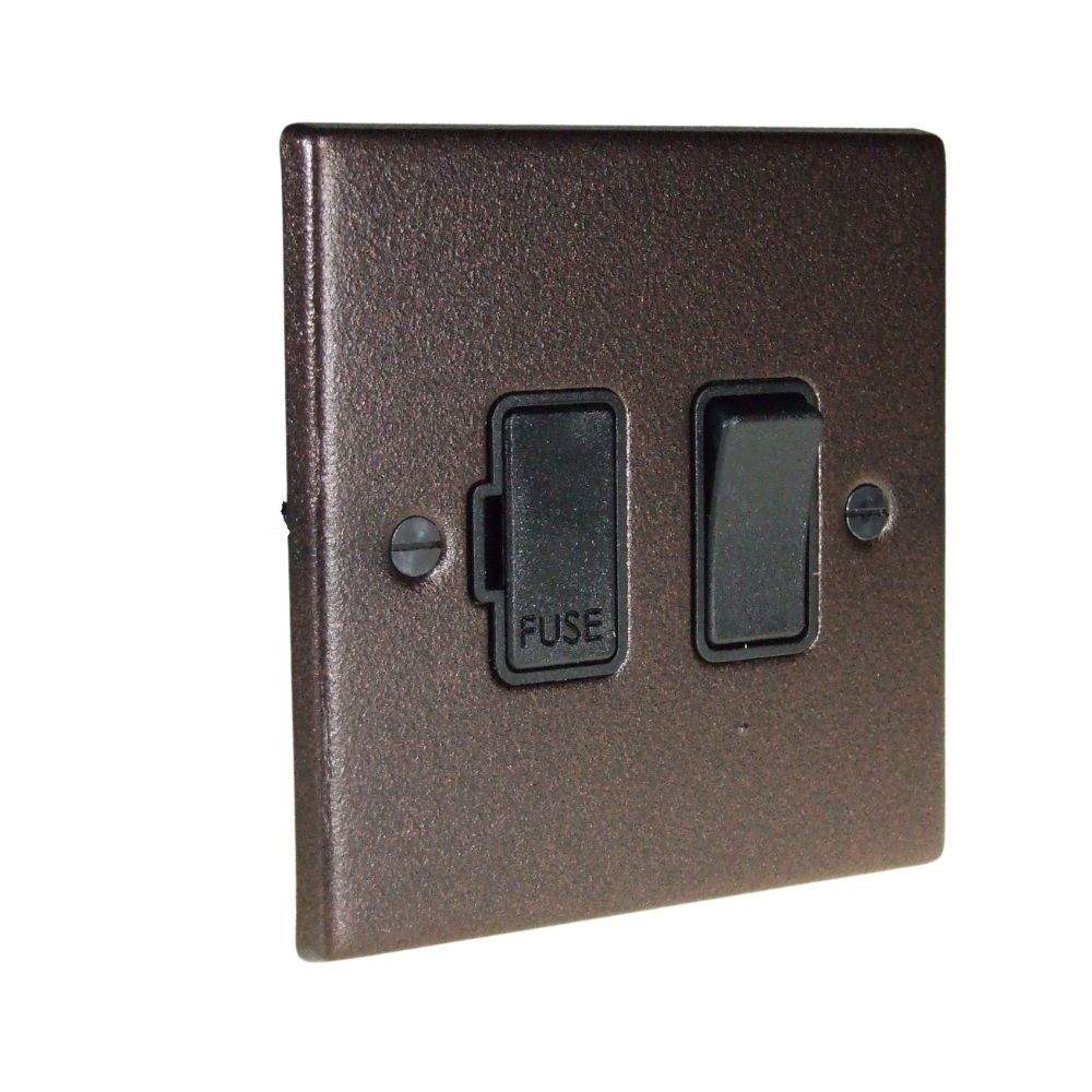 Copper Bronze Raised Metal Plate Switch Fuse Spur Black