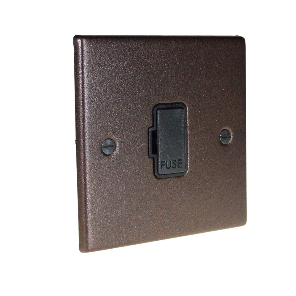 Copper Bronze Raised Metal Plate Unswitched Fuse Spur Black