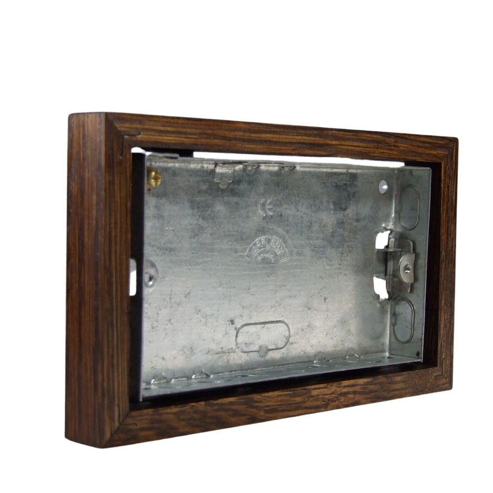 Bakelite 18mm Horizontal 2-Gang Surface Mounting Wall Box in Dark Oak