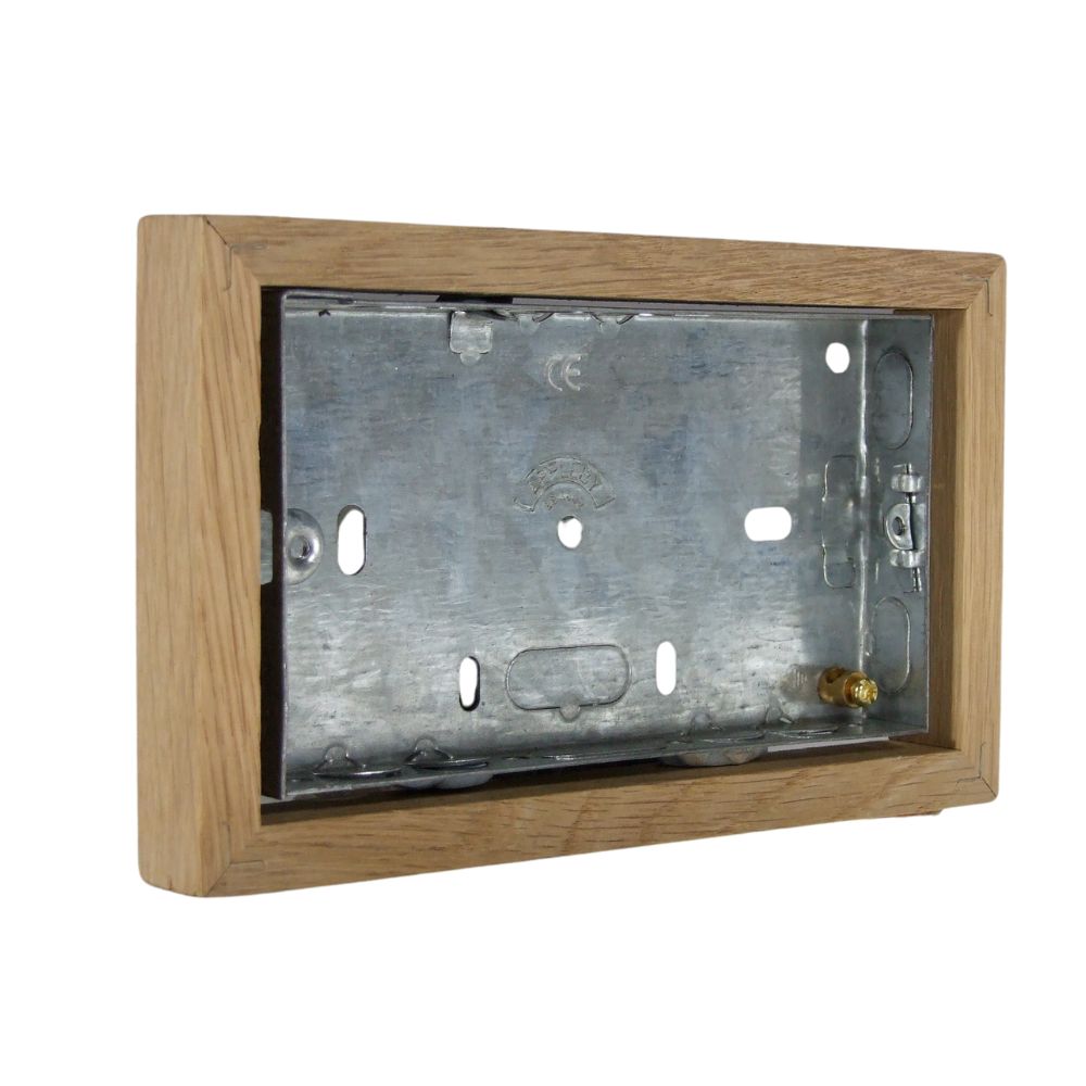 Asbury 18mm Horizontal 2-Gang Surface Mounting Pattress in Dark Oak