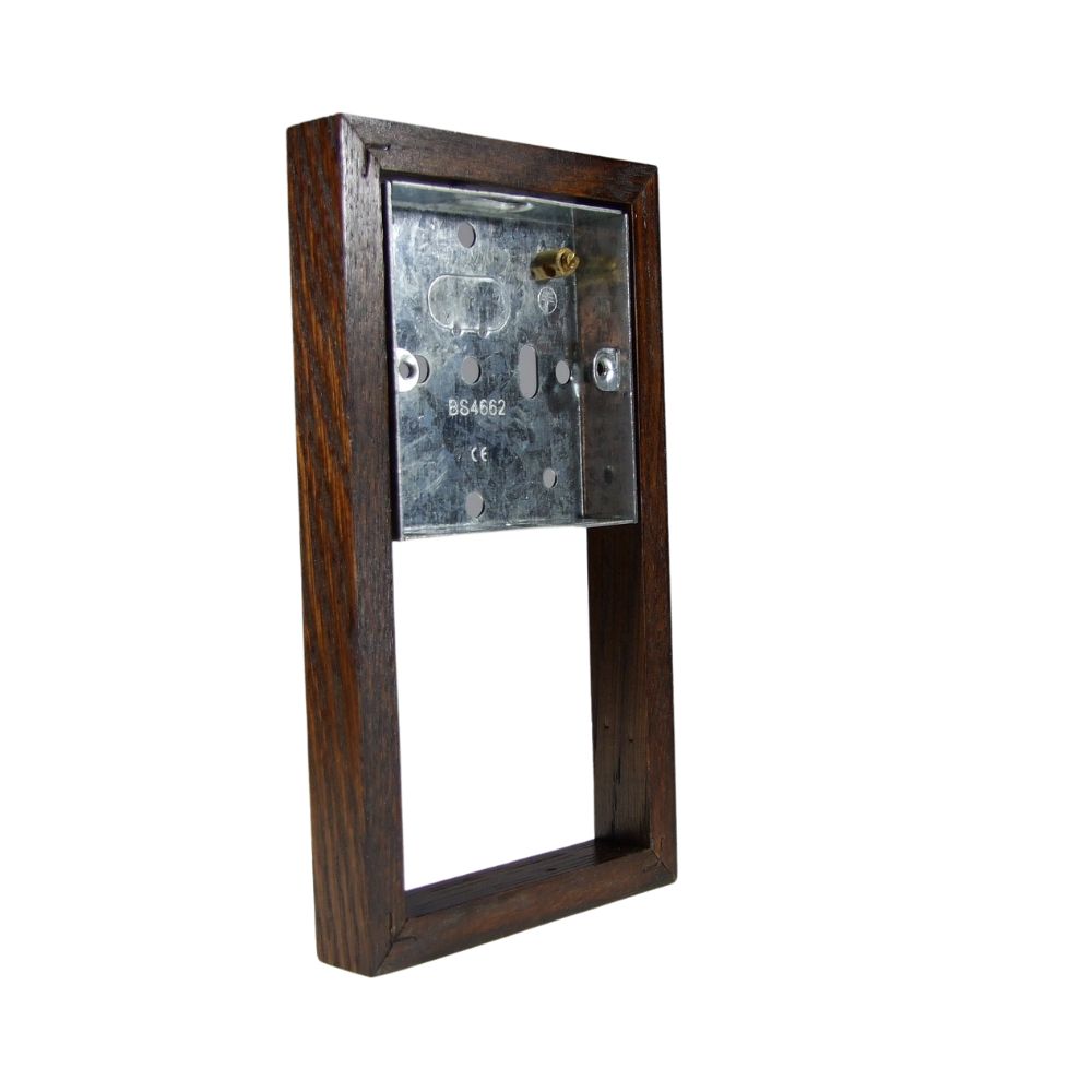 Bakelite 18mm Vertical 2-Gang Surface Mounting Wall Box in Dark Oak