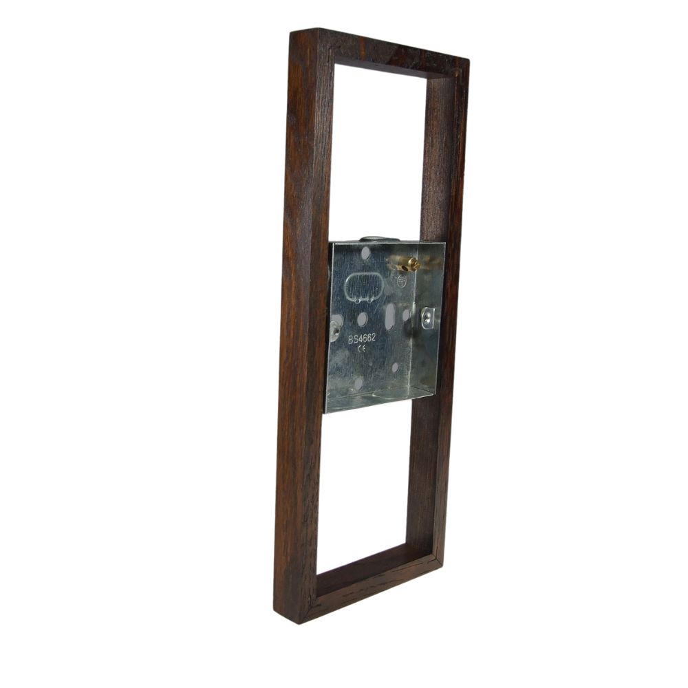 Bakelite 18mm Vertical 3-Gang Surface Mounting Wall Box in Dark Oak
