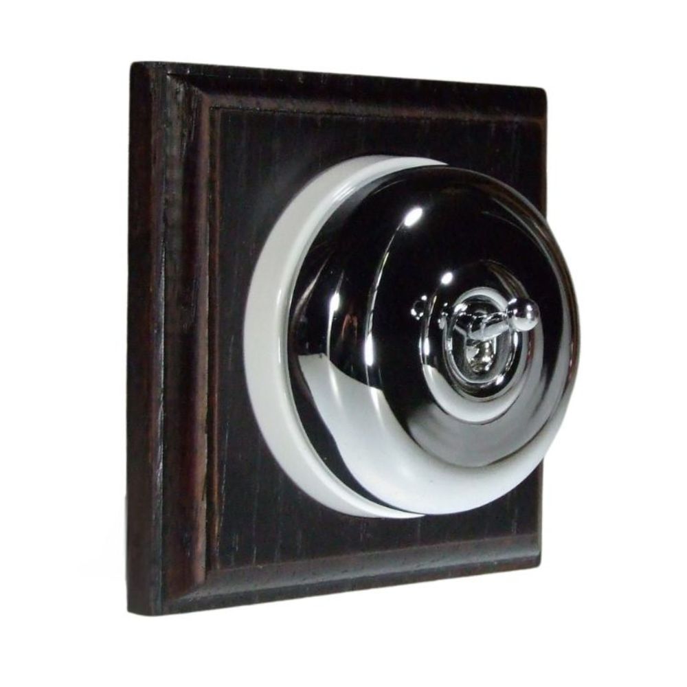 Period Smooth Polished Chrome Dome Single Dolly Light Switch Dark Oak White Period Smooth Polished Chrome Dome Single Dolly Light Switch Dark Oak White