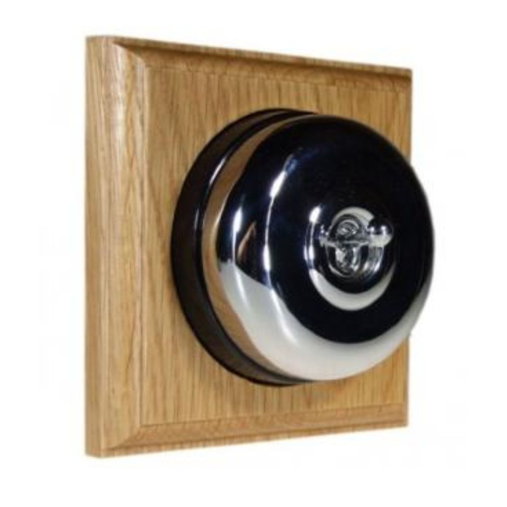 Period Smooth Polished Chrome Dome Single Intermediate Dolly Light Switch Oak Black