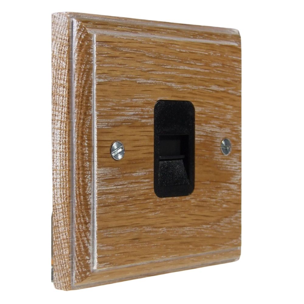 Classic Limed Oak Single Telephone Secondary Socket Black