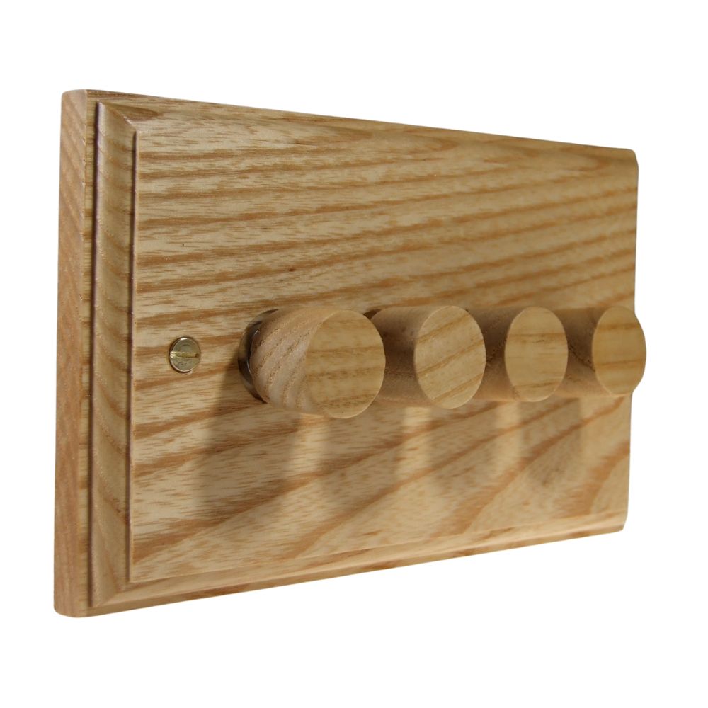Classic Ash 4 250W Dimmer Light Switch Oak Caps