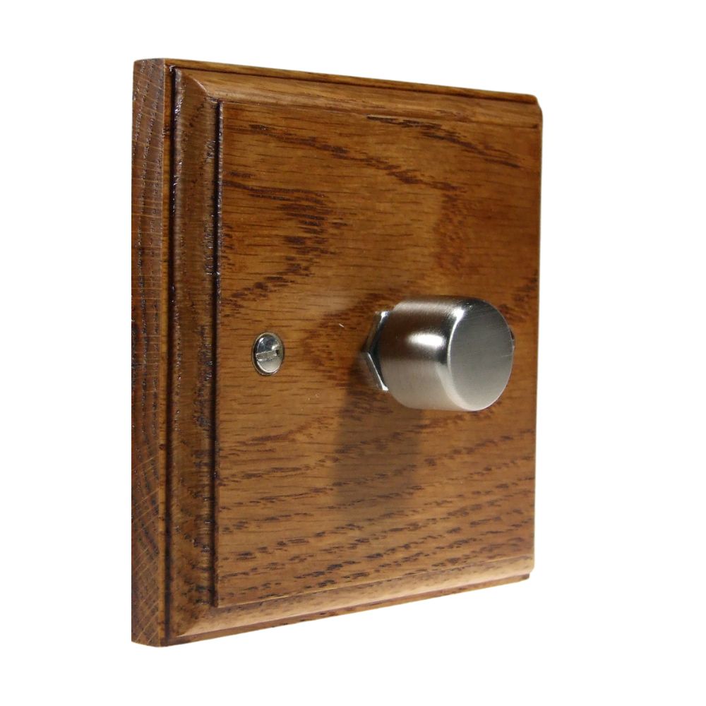 Classic Medium Oak Single 400W Dimmer Satin Stainless Cap