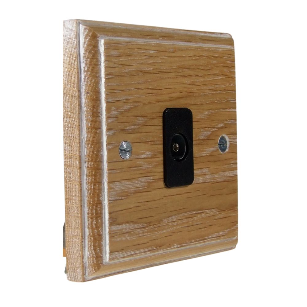Classic Limed Oak Single TV Co-axial Non Isolated Socket Black