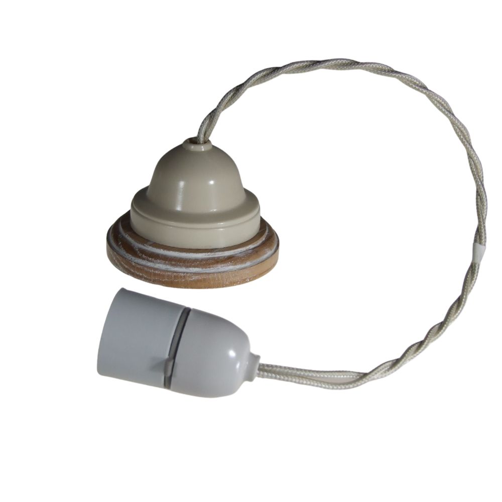Classic Limed Oak Bakelite Ceiling Rose White