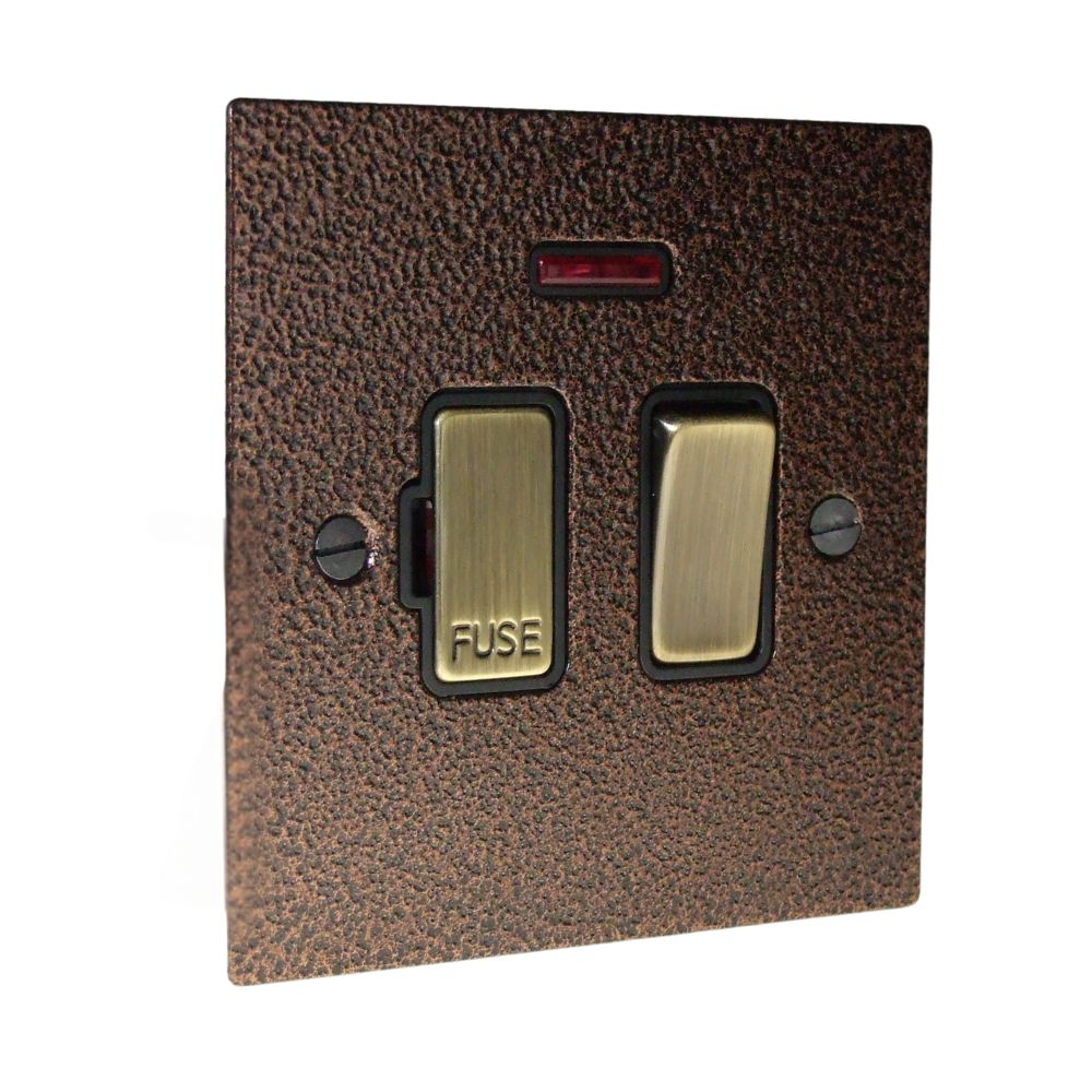 Elements 1-Gang 13-Amp Switch Fuse Spur with Neon in Copper Crackle