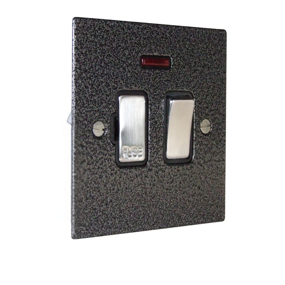 Elements 1-Gang 13-Amp Switch Fuse Spur with Neon in Silver Crackle