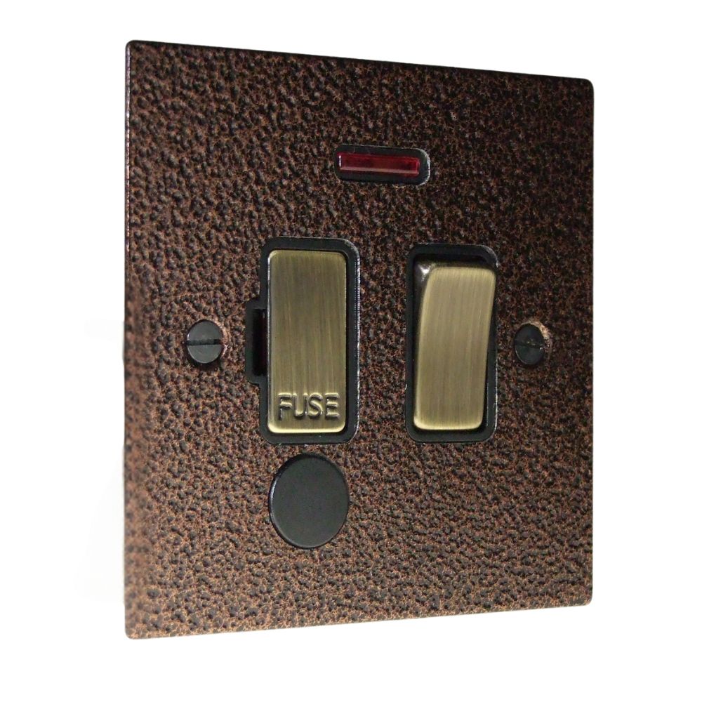 Elements 1-Gang 13-Amp Switch Fuse Spur with Neon and Cord Outlet in Copper Crackle