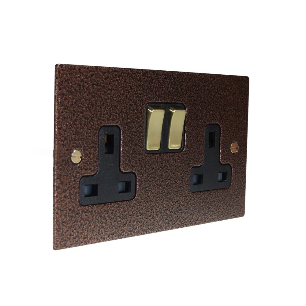 Elements 2-Gang 13-Amp Switched Double Socket in Copper Crackle
