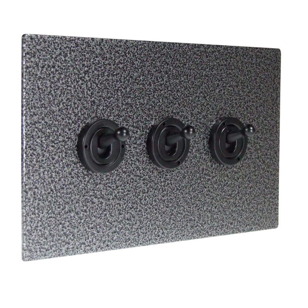 Elements 3-Gang 2-Way 10-Amp Toggle Switch in Silver Crackle