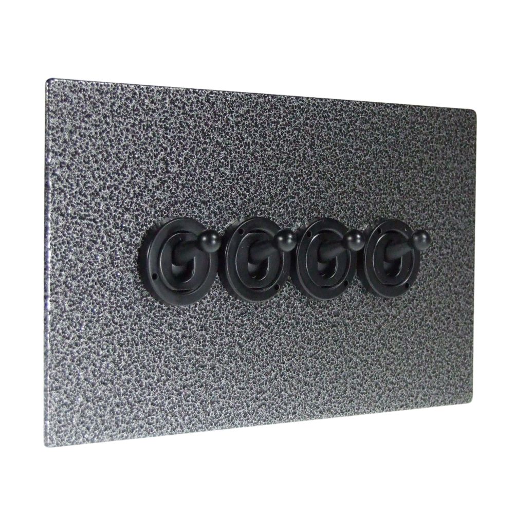 Elements 4-Gang 2-Way 10-Amp Toggle Switch in Silver Crackle