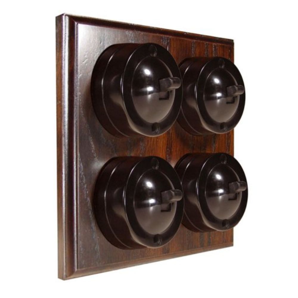 Linden Brown 4-Gang 2-Way Bakelite Switch in Dark Oak