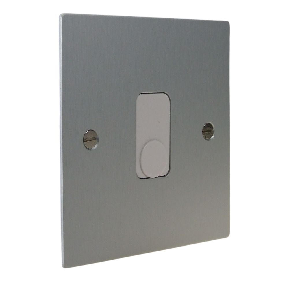 Satin Silver Metal Flat Plate Single Flex Outlet White