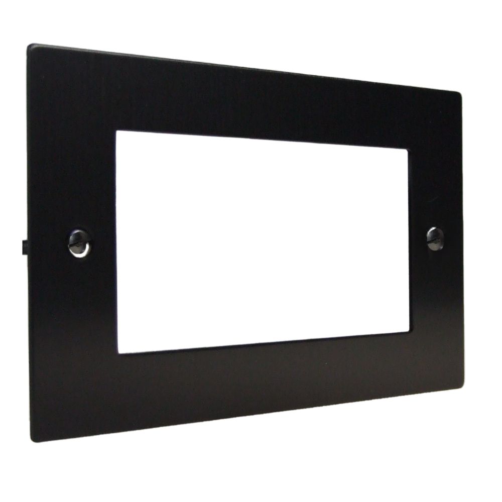 Satin Black Metal Flat Plate 4 Euro Module