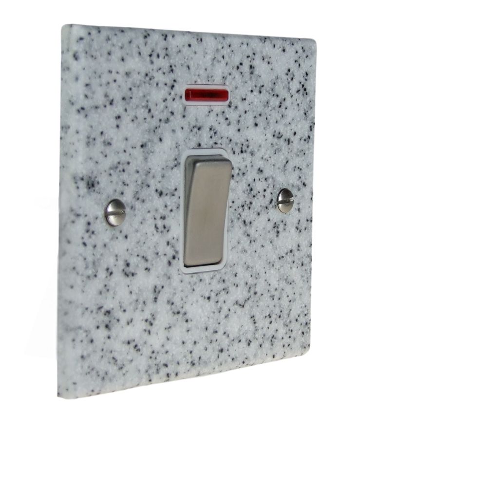 Quarry 1-Gang 20-Amp Double Pole Rocker Switch with Neon in Grey Sand