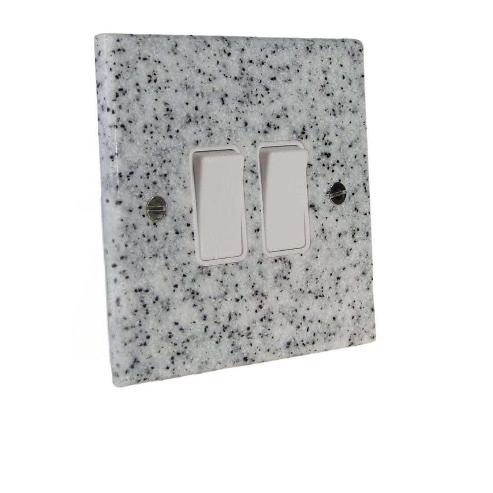 Grey Sand Acrylic Resin Double Light Switch White