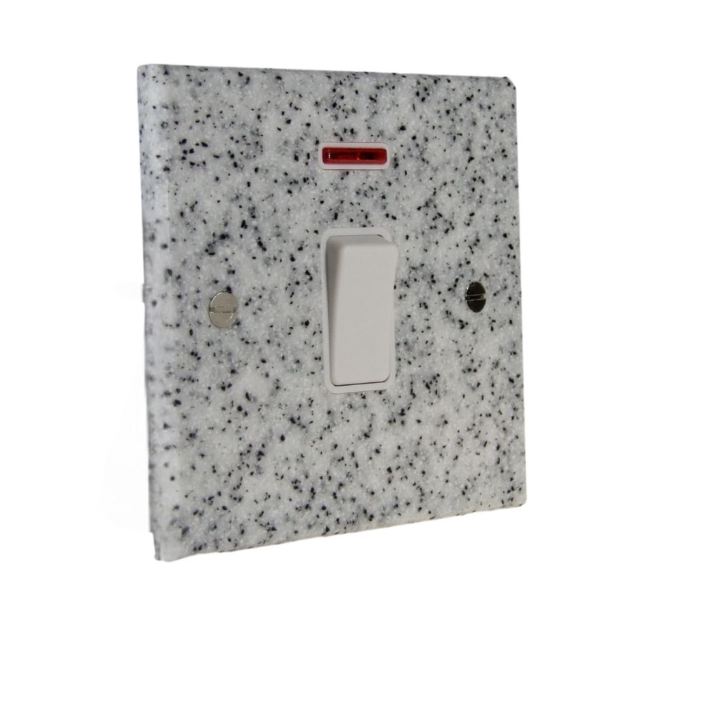 Grey Sand Acrylic Resin Double Pole with Neon Light Switch White