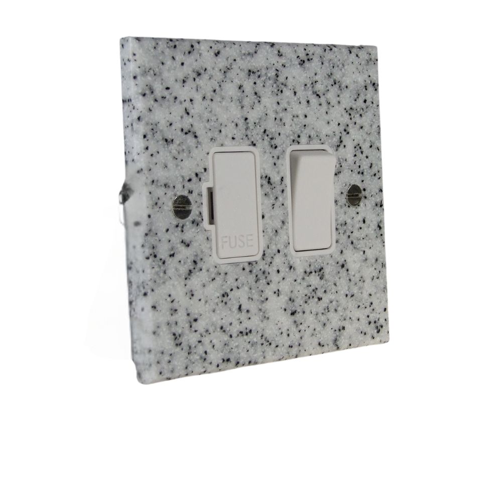 Grey Sand Acrylic Resin Single Switch Fuse Spur White