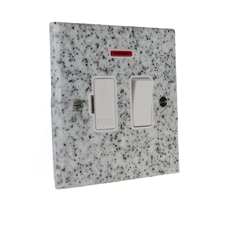 Grey Sand Acrylic Resin Single Switch Fuse with Neon Spur White