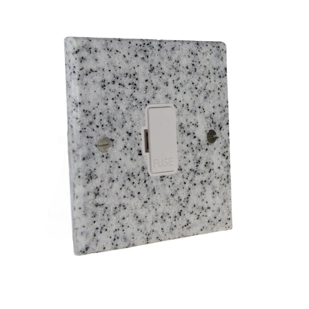 Grey Sand Acrylic Resin Single Unswitched Fuse Spur White