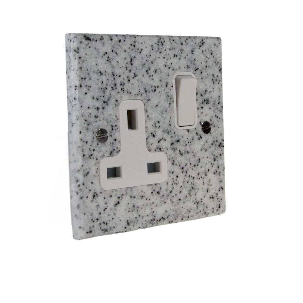 Grey Sand Acrylic Resin Single Switched Socket White