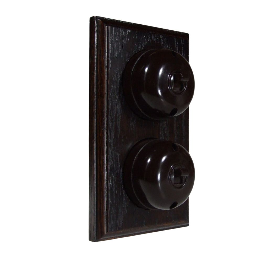 Rosen Brown 2-Gang Vertical 2-Way Bakelite Switch in Dark Oak