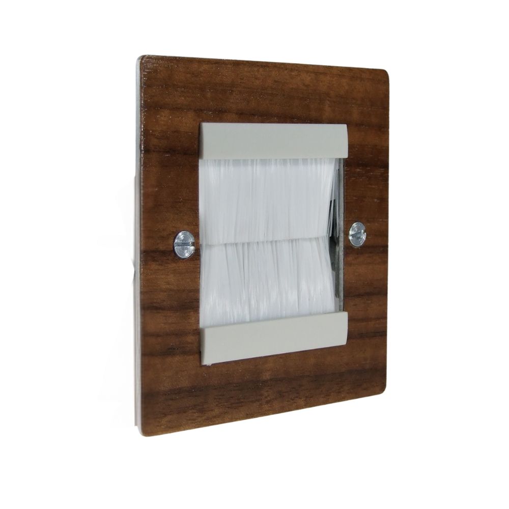 Walnut Veneer Double Brush Plate White