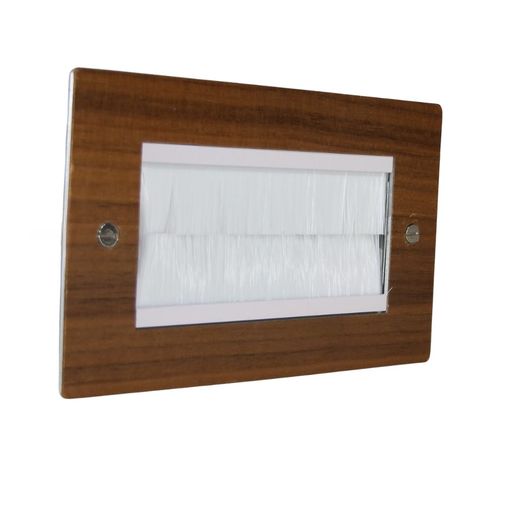 Walnut Veneer Twin Brush Plate White