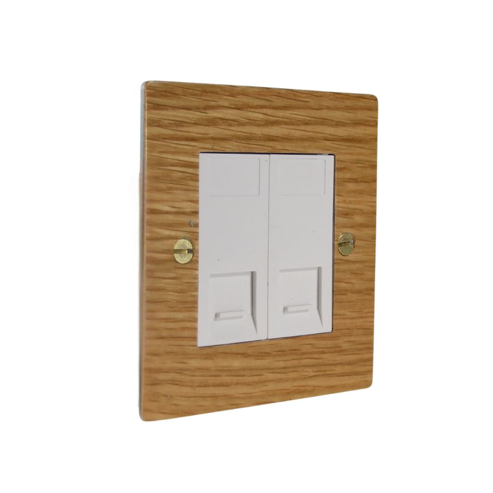 Oak Veneer 2 Module RJ45 Cat 6 White